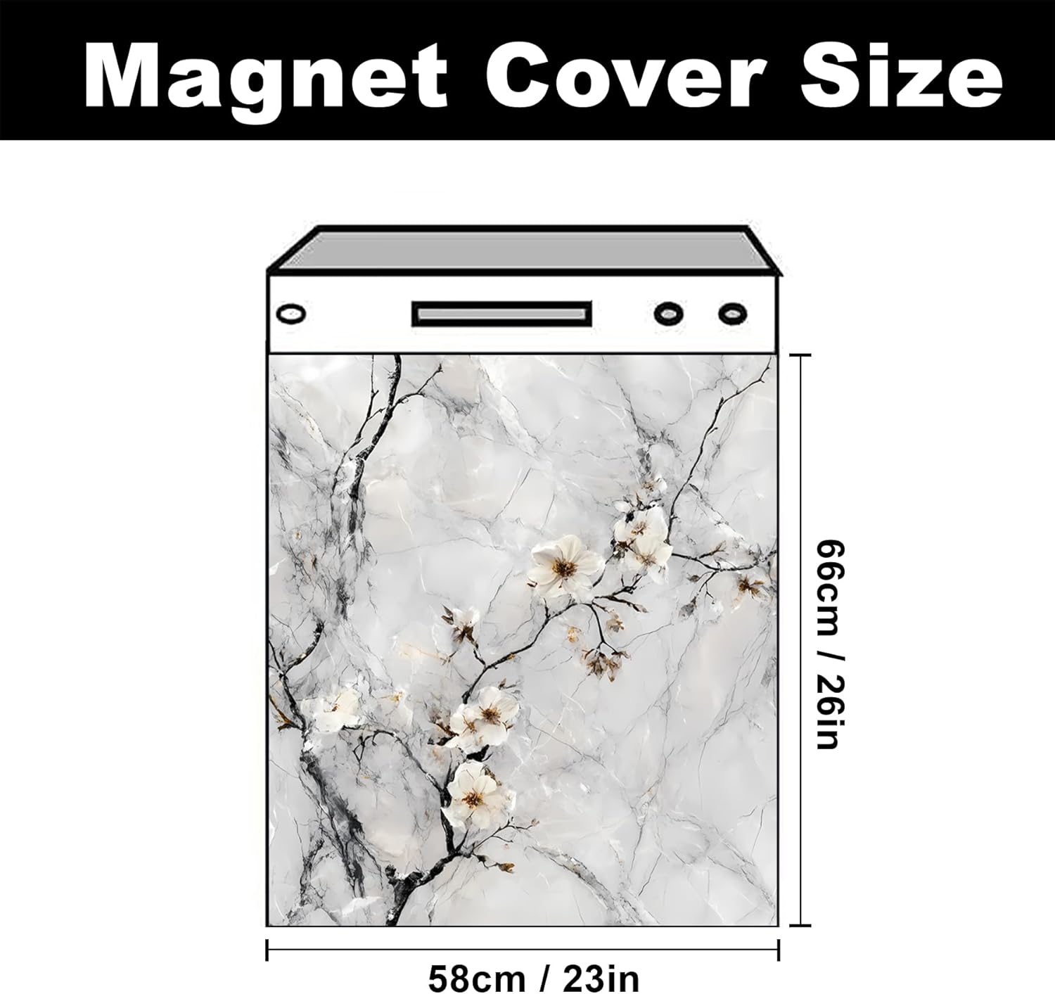 Magnetic Dishwasher Sticker, Reusable Washer Refrigerator Panel Sticker Cover, Easy to Trim Home Appliance Decorative 23” Wx26” H (Flowering Branch, 23" Wx26 H)
