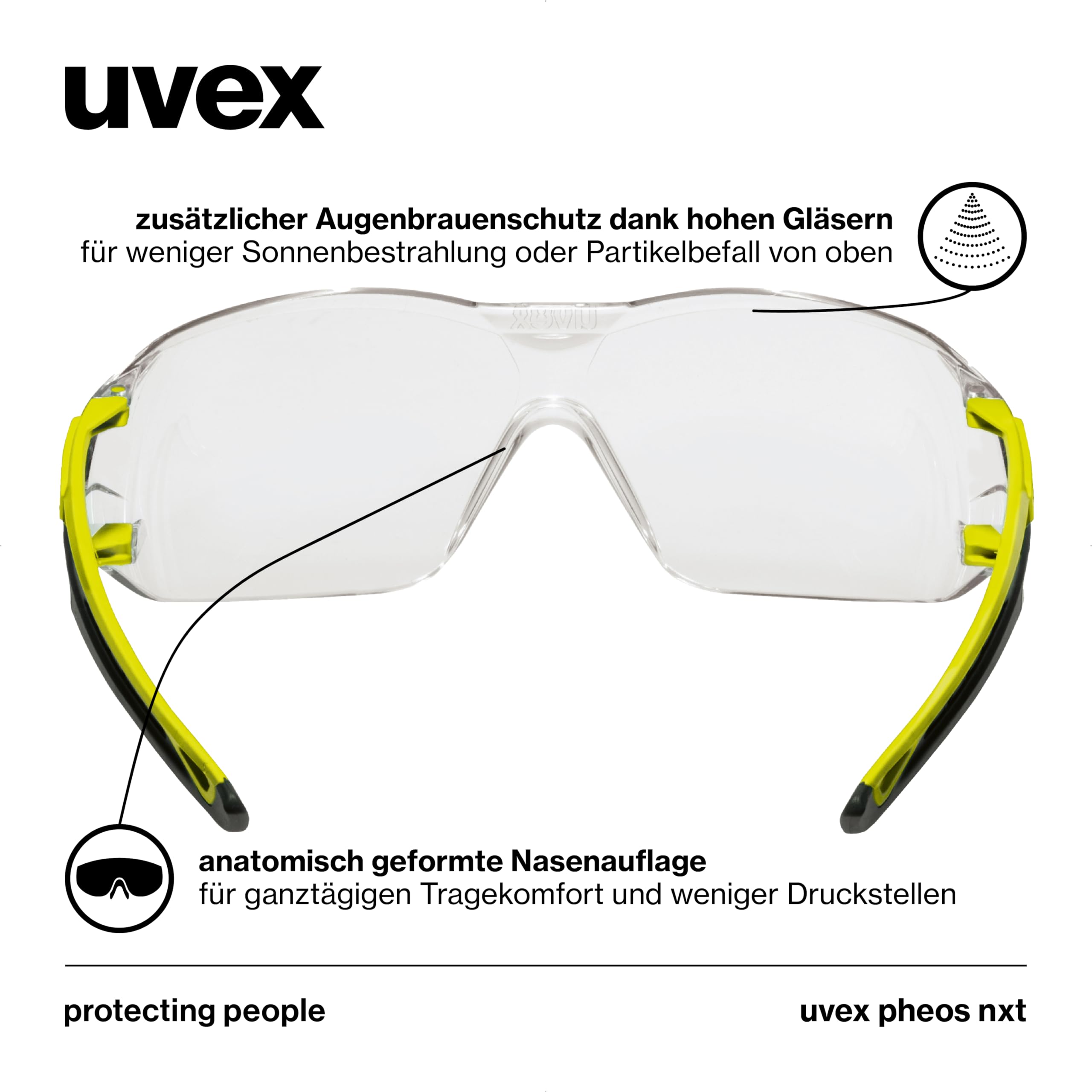 Uvex pheos nxt Lunettes de protection de qualité supérieure - Intérieur anti-buée - Extérieur extrêmement résistant aux rayures et aux produits chimiques