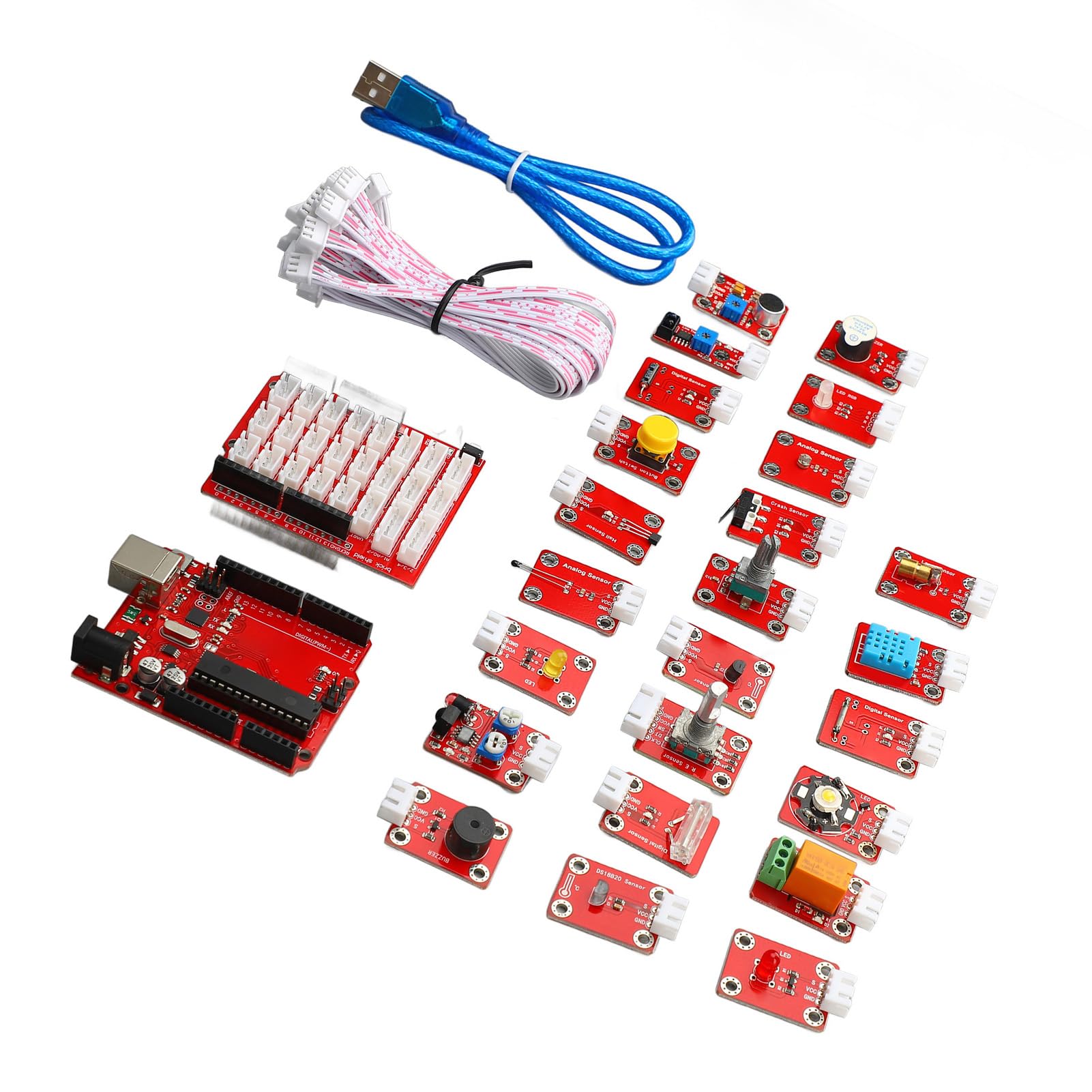 Kit di Programmazione per Principianti, Kit di Apprendimento per Scheda di Sviluppo Sensori di Programmazione Grafica in Plastica ABS per Principianti Adatti, Stazioni di Saldatura