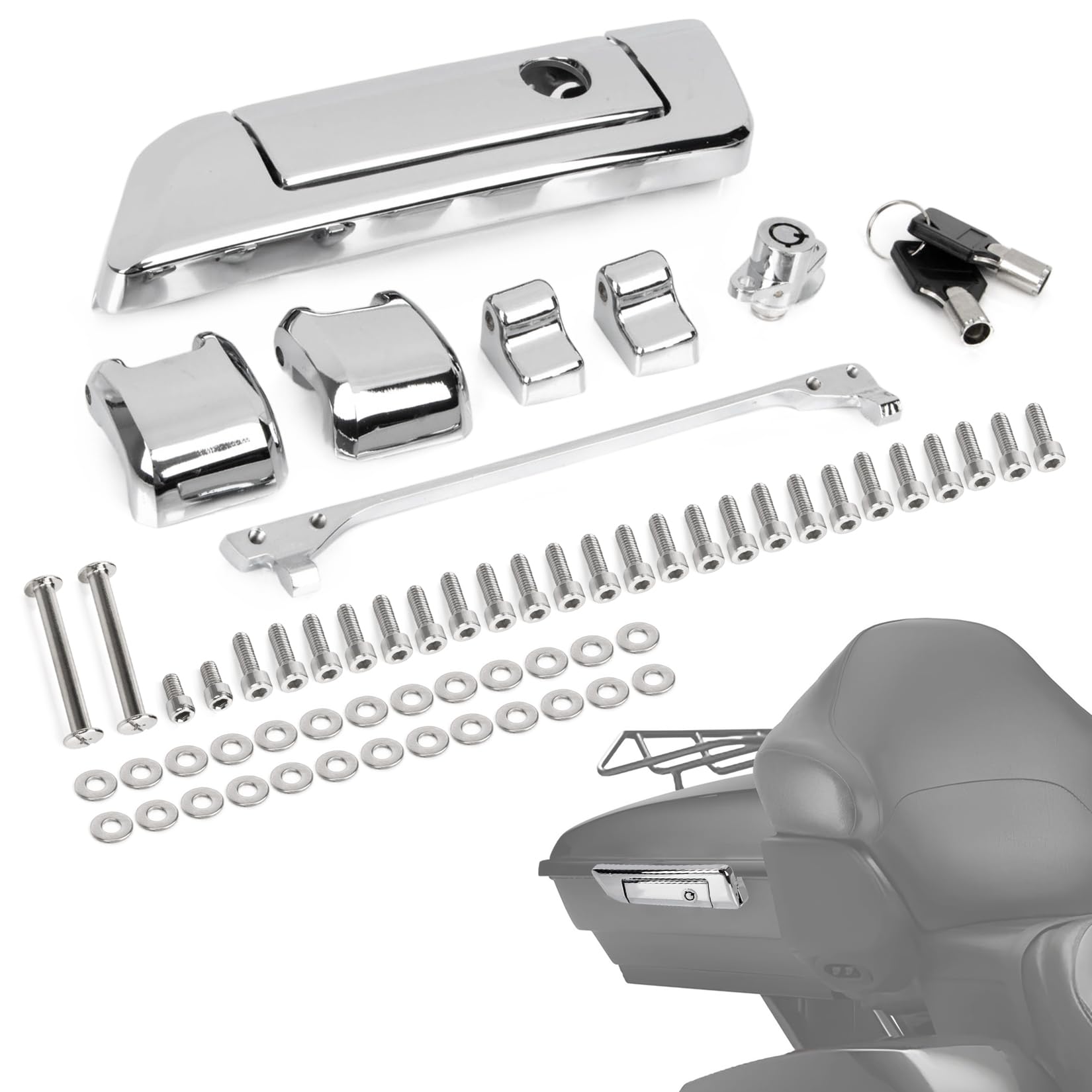 PSLER Tour Pack Latches with Keys Fit for Touring Road King Road Glide Street Glide Electra Glide Ultra-Classic 2014-2023 Chrome