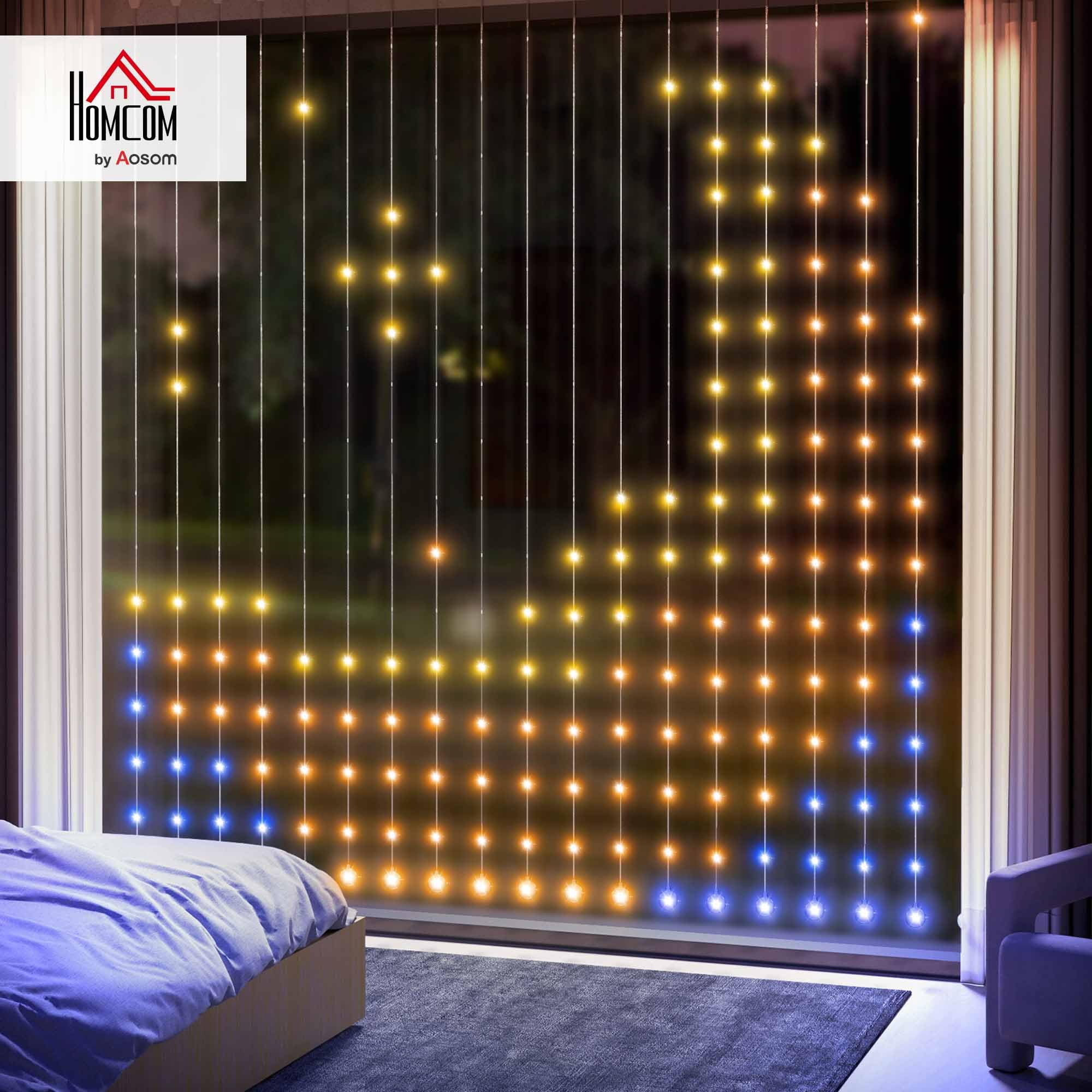 HOMCOM LED Curtain Fairy Lights with Remote, App Control - Image 2