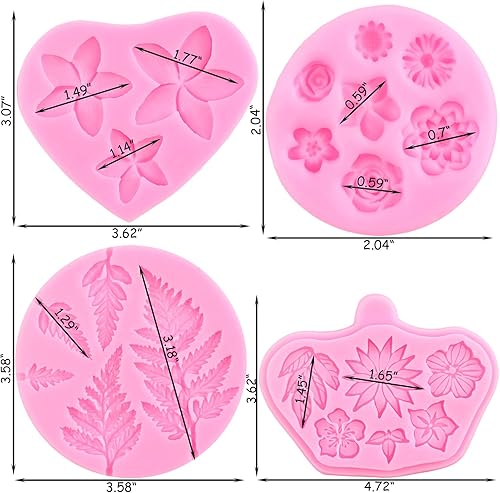 Miniatura 3 de ZiXiang Moldes de silicona de hojas de helecho, moldes de fondant de flores tropicales para decoración de pasteles, decoración de cupcakes, arcilla