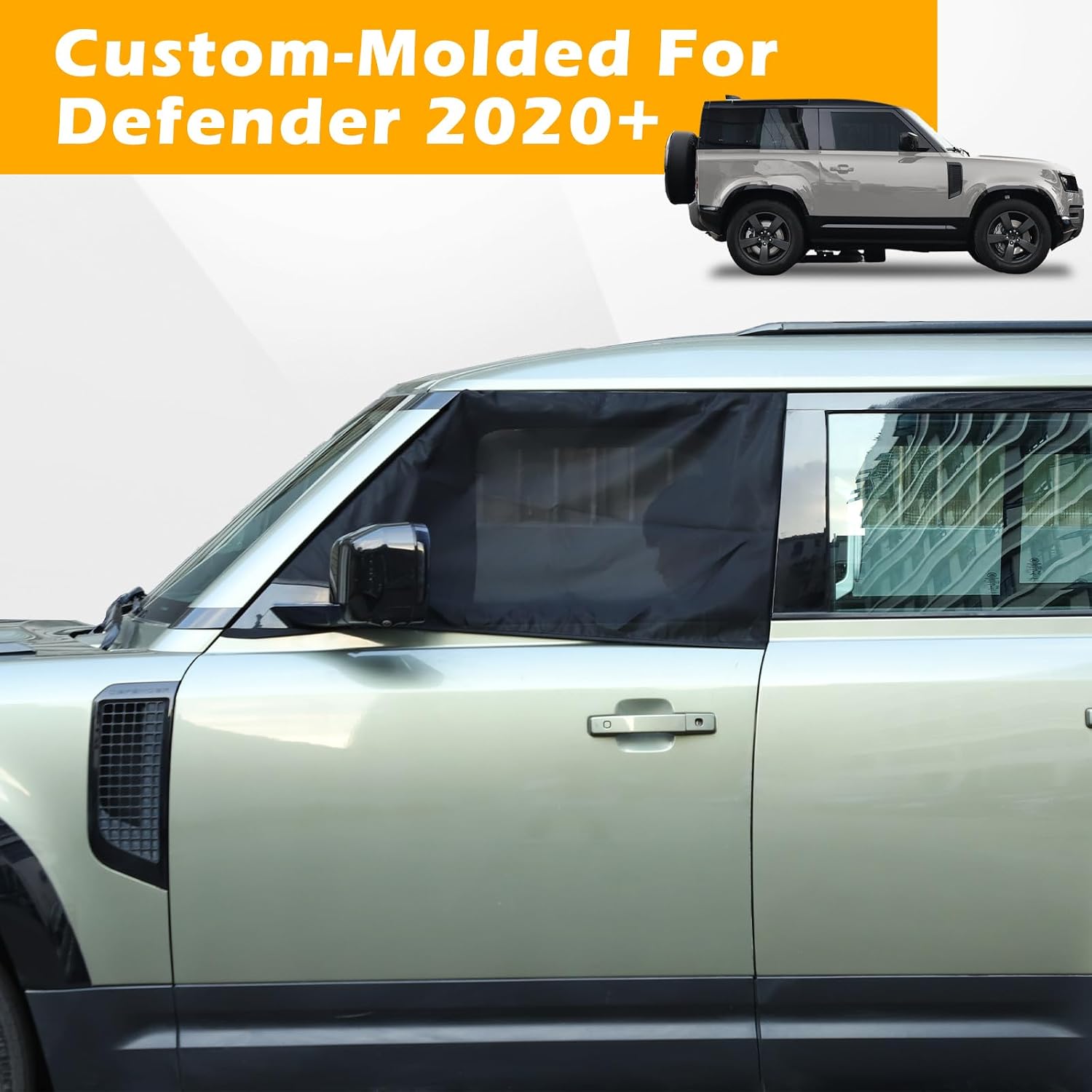 PIUGILH Front Side Window Shade Compatible with Land Rover Defender 2020-2025 Camping Accessories, Car Front Side Window Screen Sun Shade Privacy Protection, 2Pcs