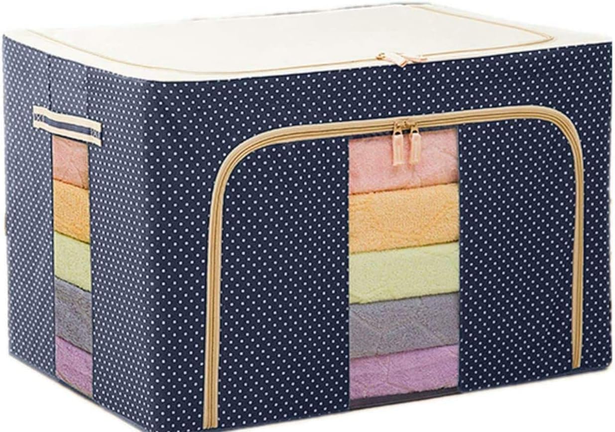 Smart Sorters - 66 Liter Large Capacity Clothes Storage Bag Organizer with Thick Fabric Visible Steel Frame Waterproof Moisture-Proof Storage Box, Pack of 1(Design and Color As Per Availability)