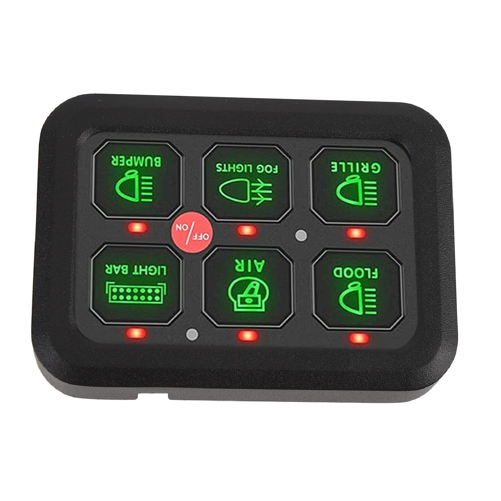 Panel PrzełącznikóW 6 Gang 12 V z możliwością Przyciemniania Powłoki Aluminiowej 720 W 60A Sterowanie Obwodem LED dla Samochodu Ciężarowego łódź UTV ATV (zielone światło)