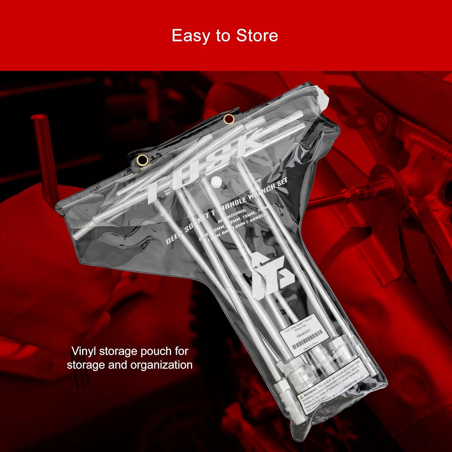 TUSK Deep Socket T-Handle Wrench Set 7-pack 6-Point Socket 8mm, 10mm, 12mm, 13mm, 14mm, 17mm, 19mm Chrome Vanadium Steel Nickel-Pewter Finish