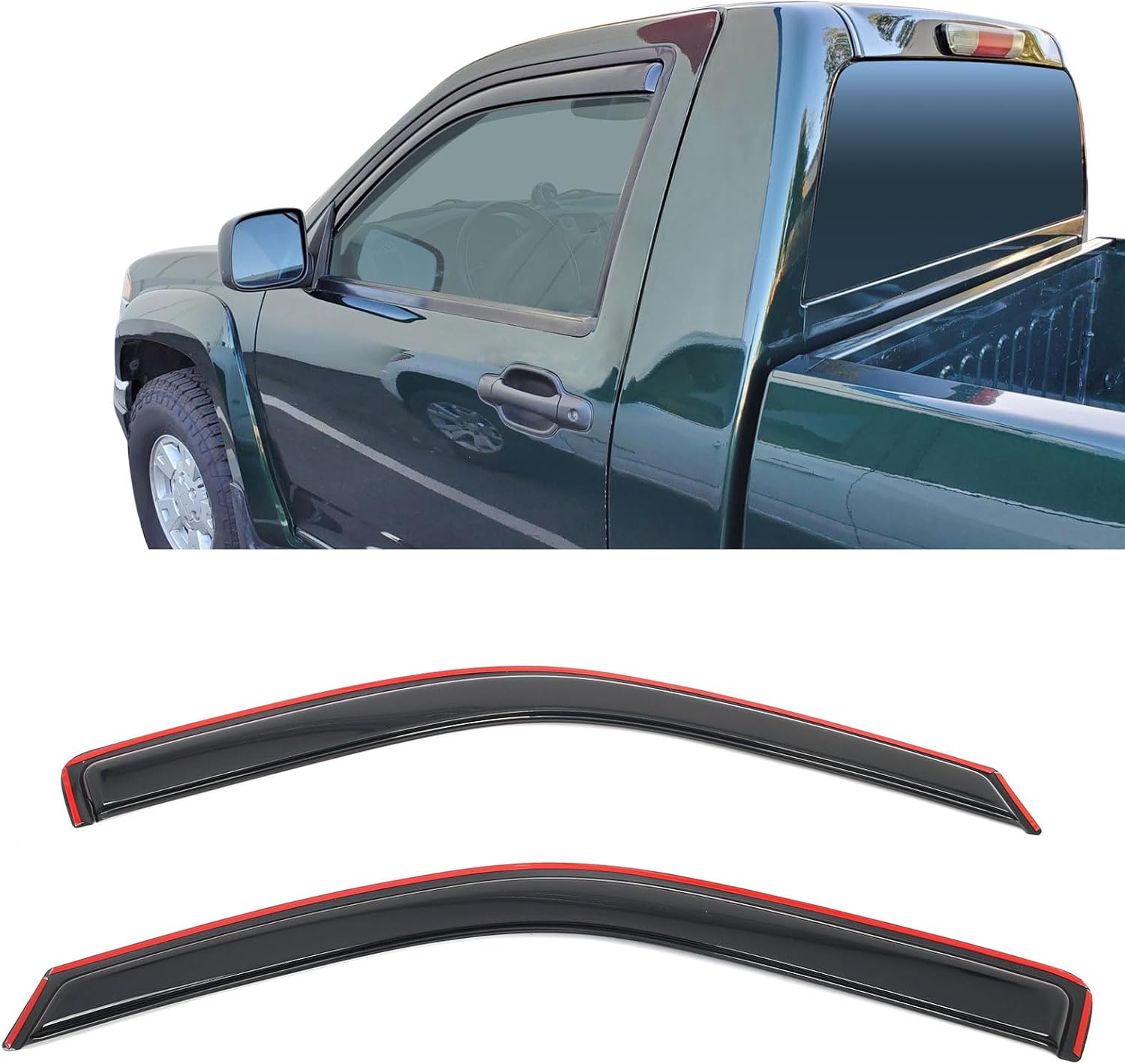 IKON MOTORSPORTS in Channel Window Visors Compatible with 2004-2012 Chevrolet Colorado & GMC Canyon Regular Cab, Acrylic Smoke/Tinted Rain Guards, Side Window Wind Deflectors 2PCS