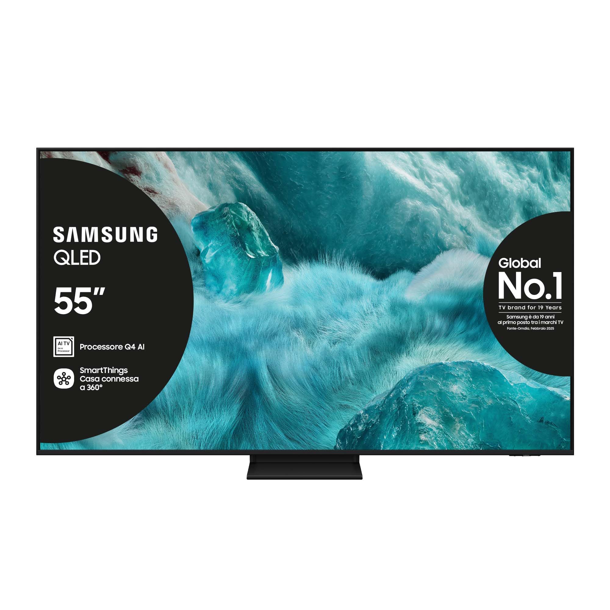 Samsung Smart TV 55'' QE55Q7F5AUXZT QLED 4K, Q4 AI Processor, 4K Upscaling, OTS Lite, Slim Look Design, 2025