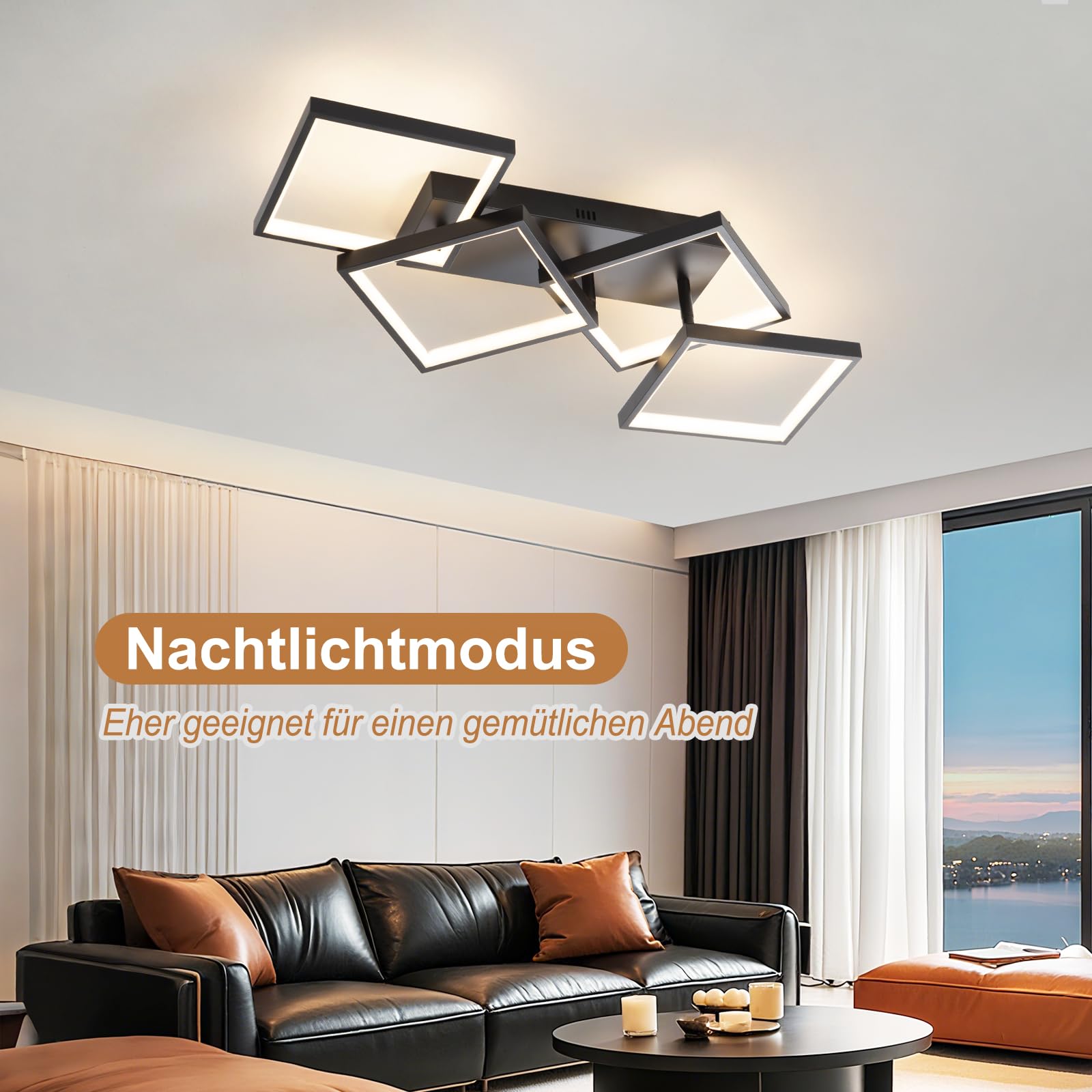 YZBEIMDAI LED Moderna Plafoniera LED Soggiorno, 82CM/48W Dimmerabile Lampadari Decorativa con Telecomando, Plafoniera per Soggiorno geometria con funzione di memoria e funzione timer