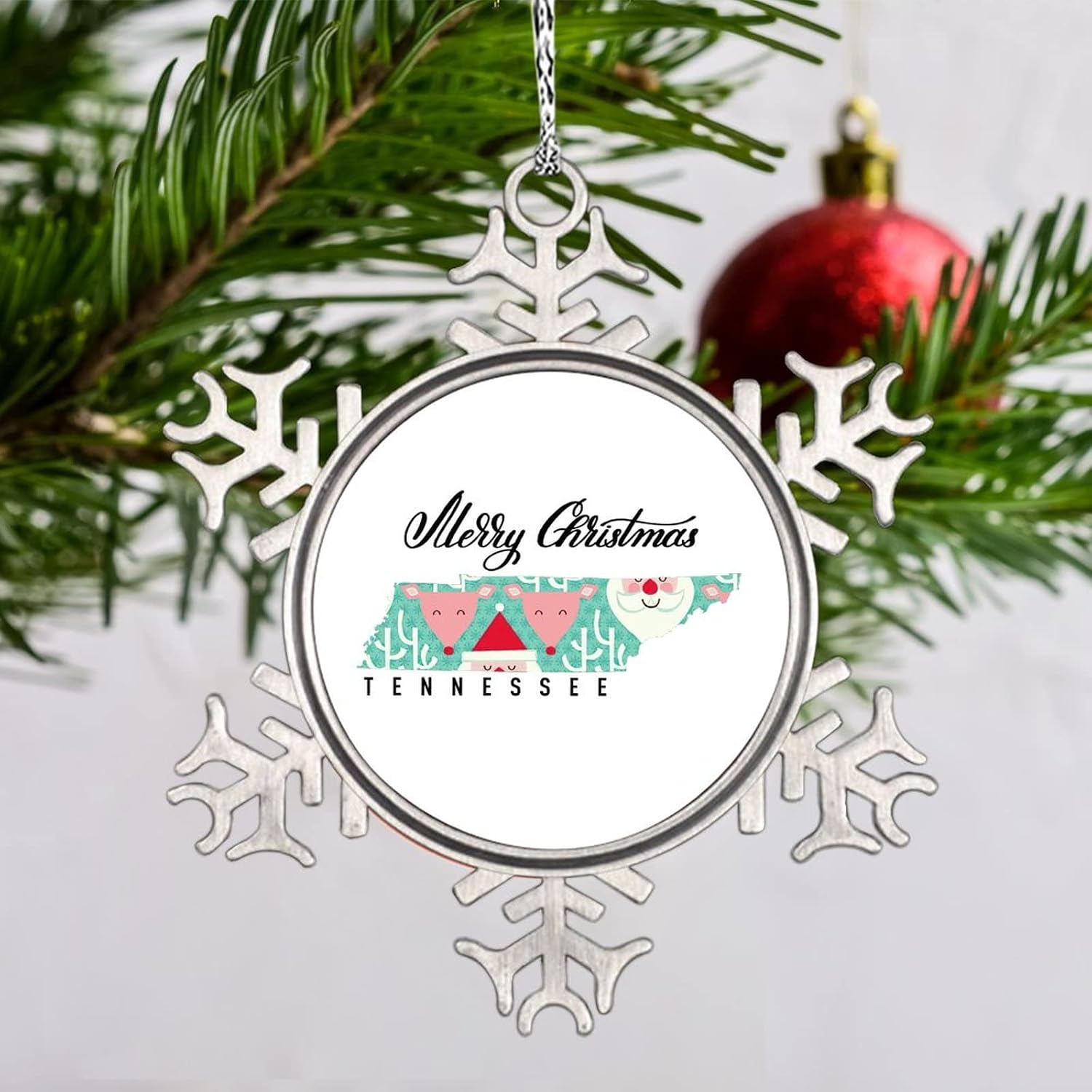 Snowflake Ornaments Tennessee Home State Personalized Christmas Ornaments 2022 Merry Christmas Ornaments for Christmas Trees Metal Souvenir Xmas Tree Hang Pendant Exchange Long Distance Gift 3 Inch