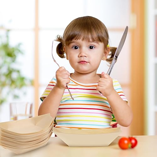 Miniatura 5 de Sliner 300 platos desechables de madera para barcos, platos de comida, barcos de madera, platos de sushi desechables a granel para catering y uso