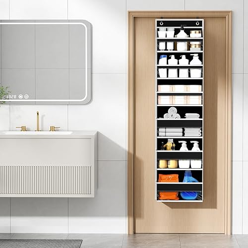 Miniatura 2 de Organizador para colgar sobre la puerta, 6 estantes para colgar en la puerta con 6 bolsillos de gran capacidad, estantes colgantes para
