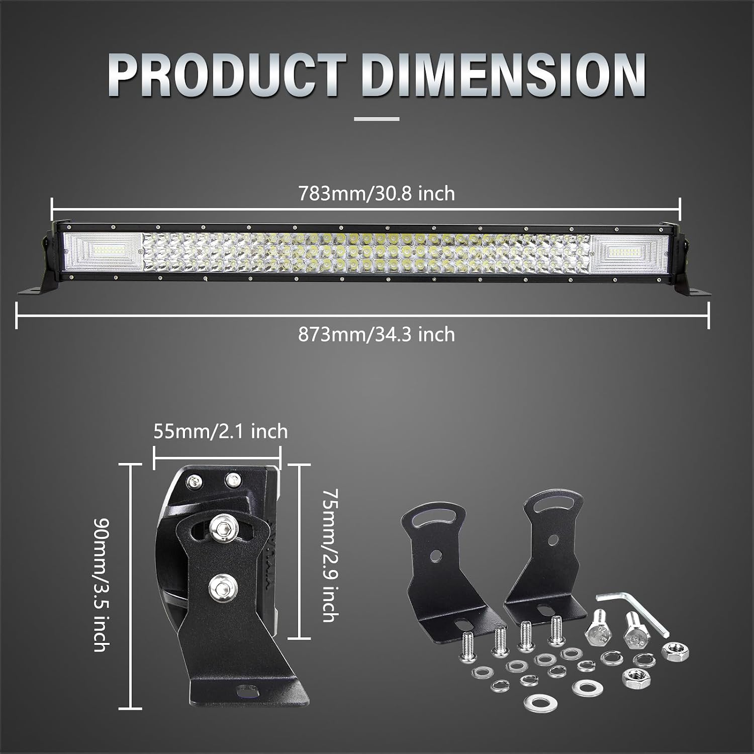 Willpower 32 inch LED Light Bar with Remote Controller Wiring Harness,405W Triple Row Spot Flood Combo Beam,40A Relay Strobe Flash Work Light Driving Lights,Waterproof Remote Controller On/Off Switch