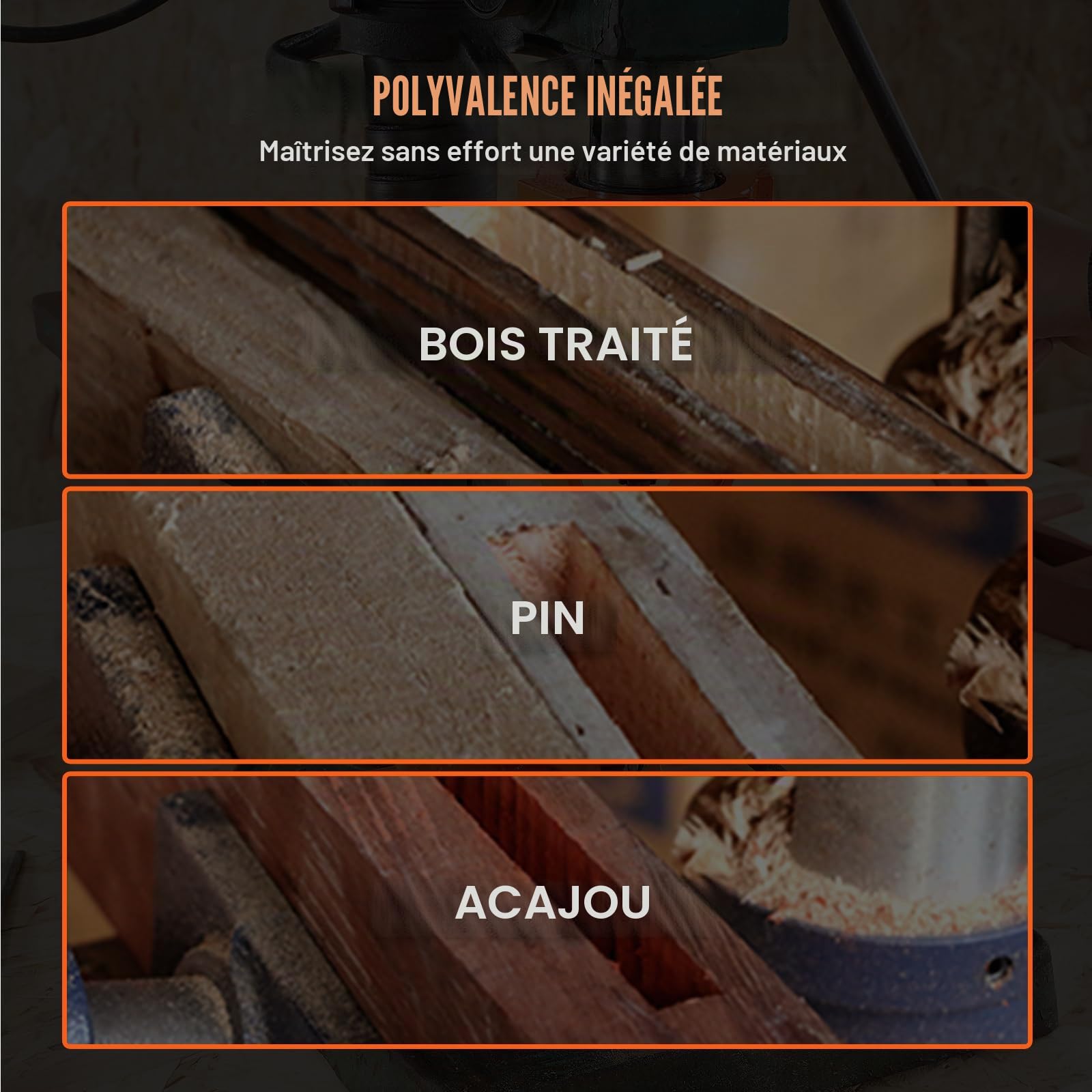 VEVOR Fixation à mortaiser pour perceuse à colonne, 4 forets, kit burins à trous carrés, ensemble de localisateur de forets d'établi, outils à mortaise et tenon avec 5 bagues, pour le travail du bois