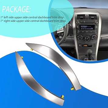 Left and Right Side Upper Side Central Dashboard Trim Strip Fits for 2009-2013 Toyota Corolla 55436-02330 55435-02370