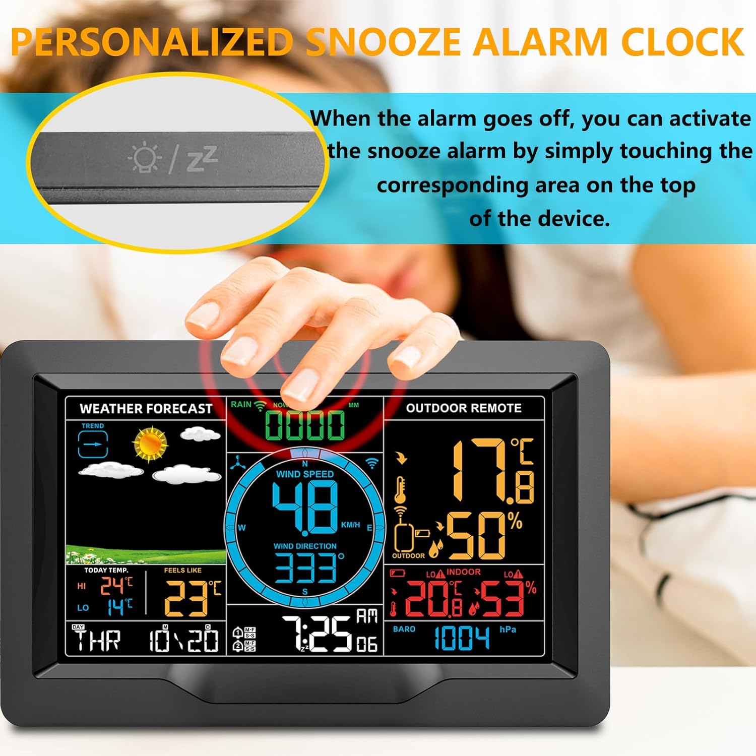 Display showing two alarm settings for morning times