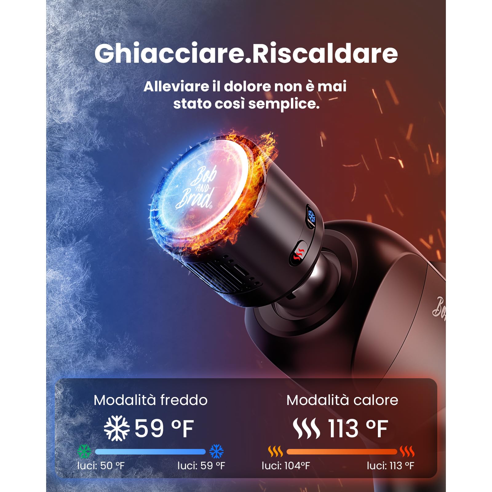 Bob and Brad X6 Pro Max Pistola Massaggio Muscolare con Testa Massaggiante Metallo e Caldo Freddo, Pistola Massaggiante, Elettrico Massaggiatore per Massaggio del Corpo Spalla Schiena