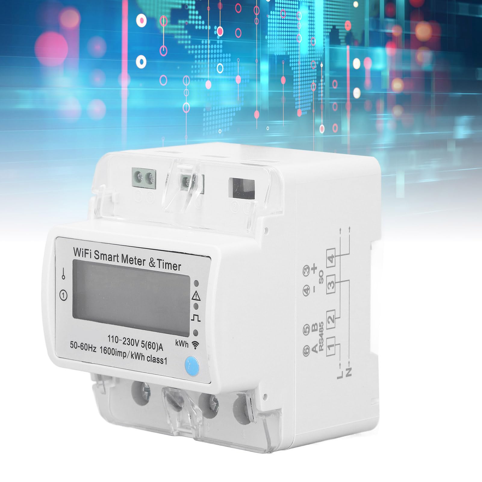 flexman Inteligentny monitor energii AC110~230 V, cyfrowy monitor zużycia energii elektrycznej 4P z kontrolą aplikacji, monitorowanie czasu regulowany inteligentny licznik Wi-Fi