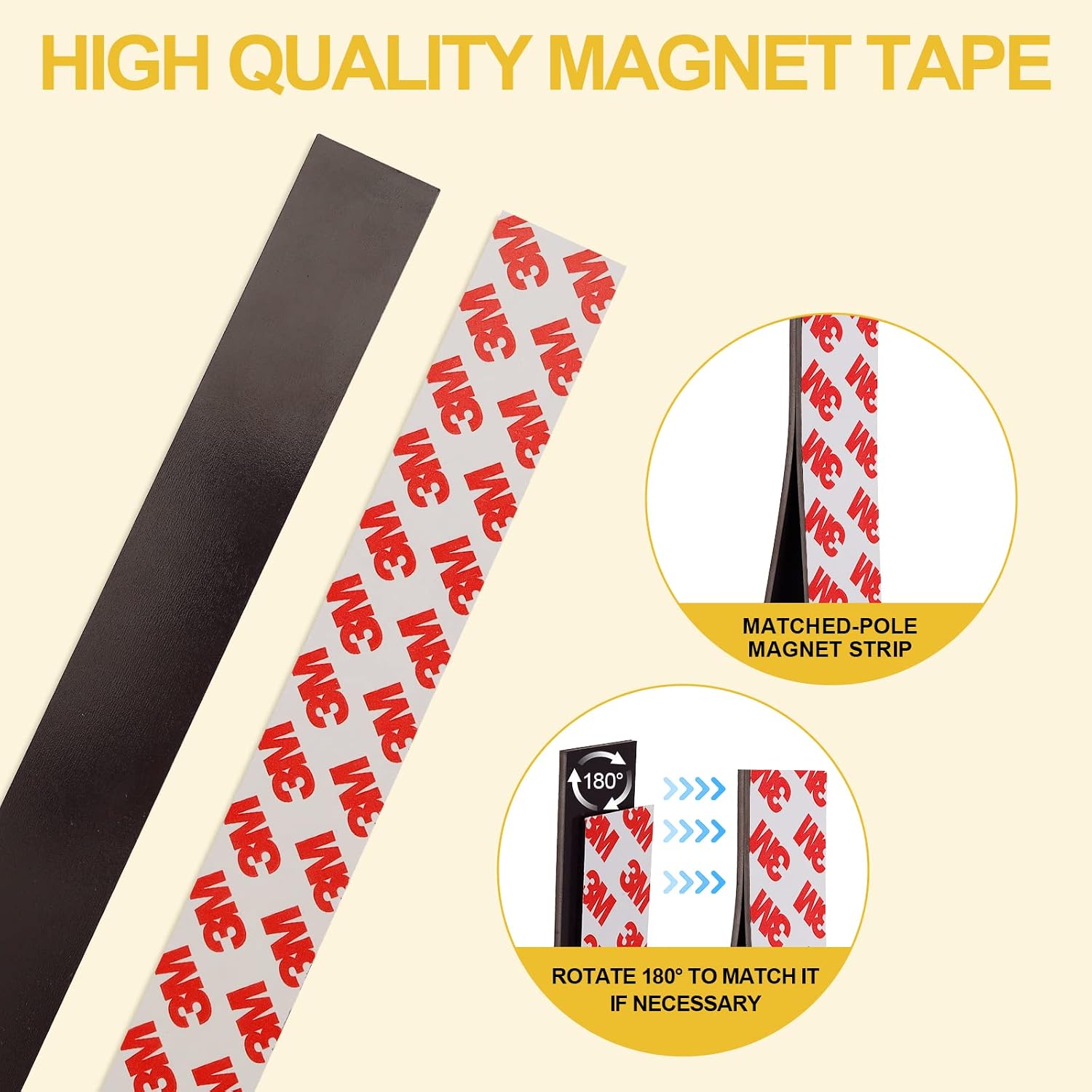 Magnetic Tape with Adhesive Backing,12 Feet Magnets Strips for Crafts,Flat Package (8PCS 0.5X12"+4PCS 1X12") Self Sticky Magnets image 5