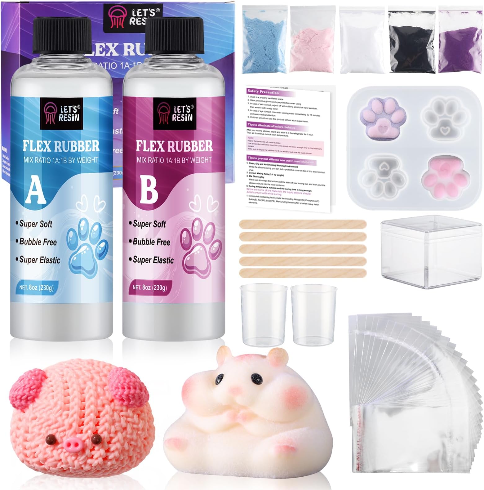 LET'S RESIN Liquid Silicone for Squishy Maker, 16oz Super Soft Silicone Rubber Making Kits -1:1 Ratio by Weight, DIY Decompression Gift