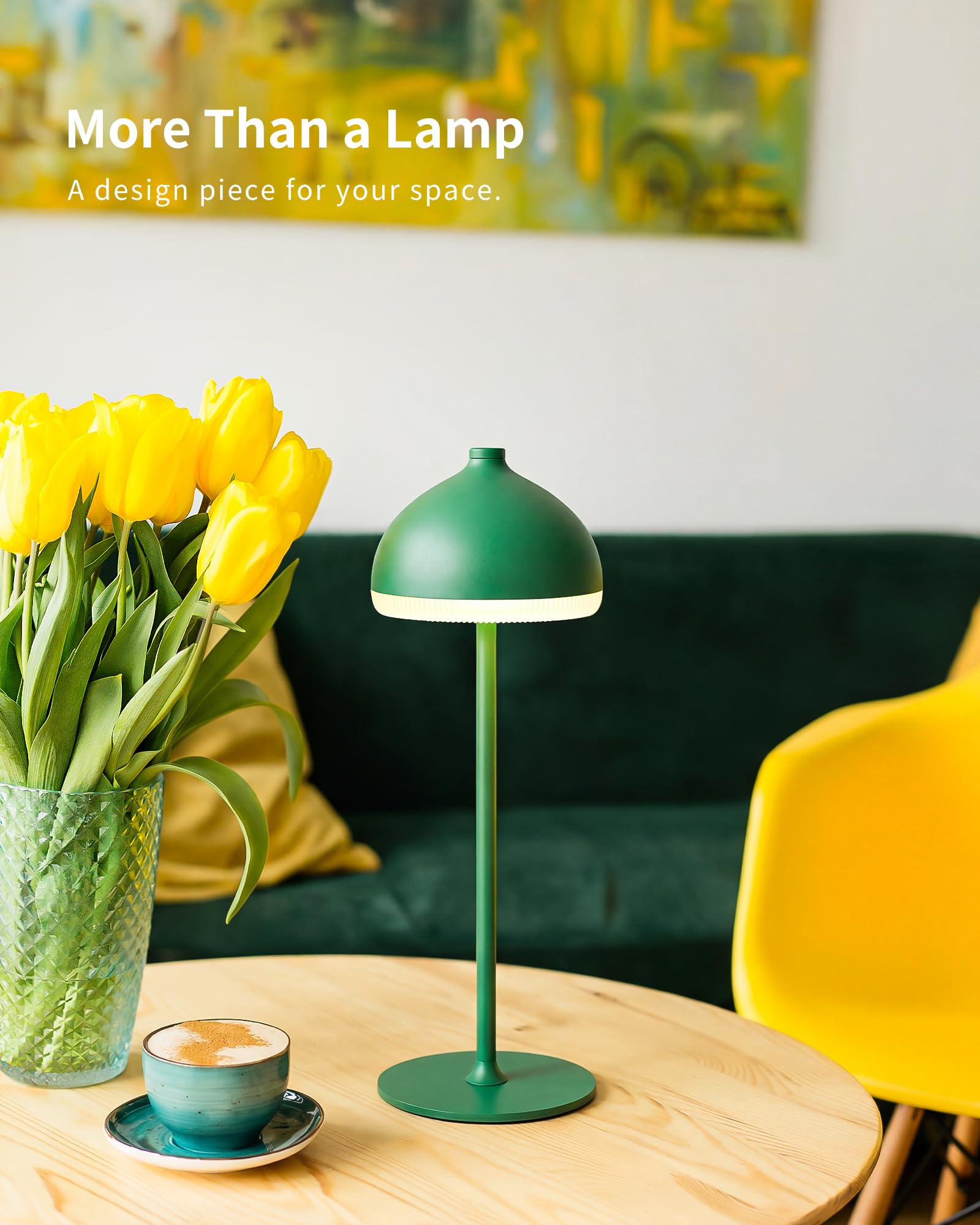 Set di 2 Lampade da Tavolo LED Senza Fili Ricaricabili, Dimmerabili Touch, 3 Tonalità di Luce, Illuminazione d’Ambiente per Camera da Letto e Soggiorno