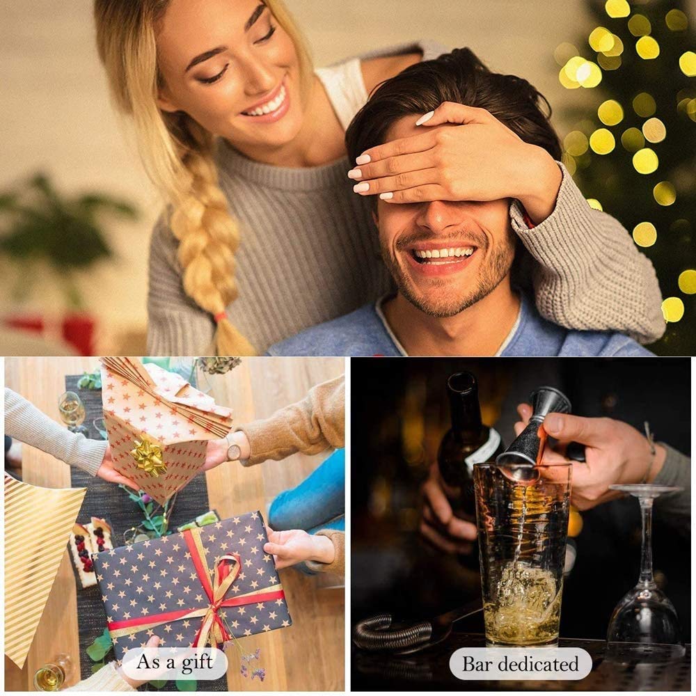 Kit de barman de 12 pièces Ensemble de kit de cocktail avec support en bambou, kit de barrage de maison parfait pour une expérience de mélange de boissons impressionnante, outils de barre en aci