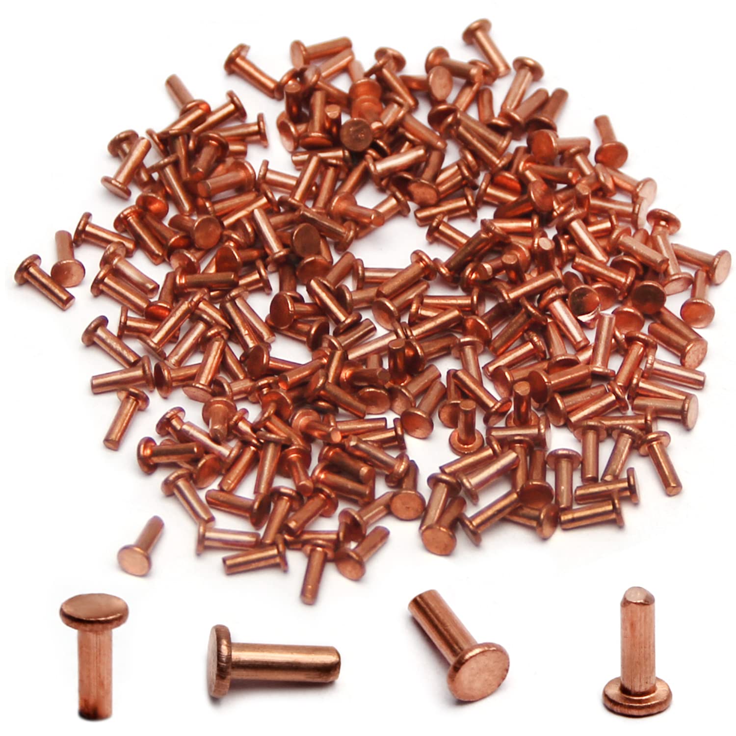 Hardware Supplies Uxcell 50Pcs Copper Solid Rivets - 1/8 X 25/64 Flat ...