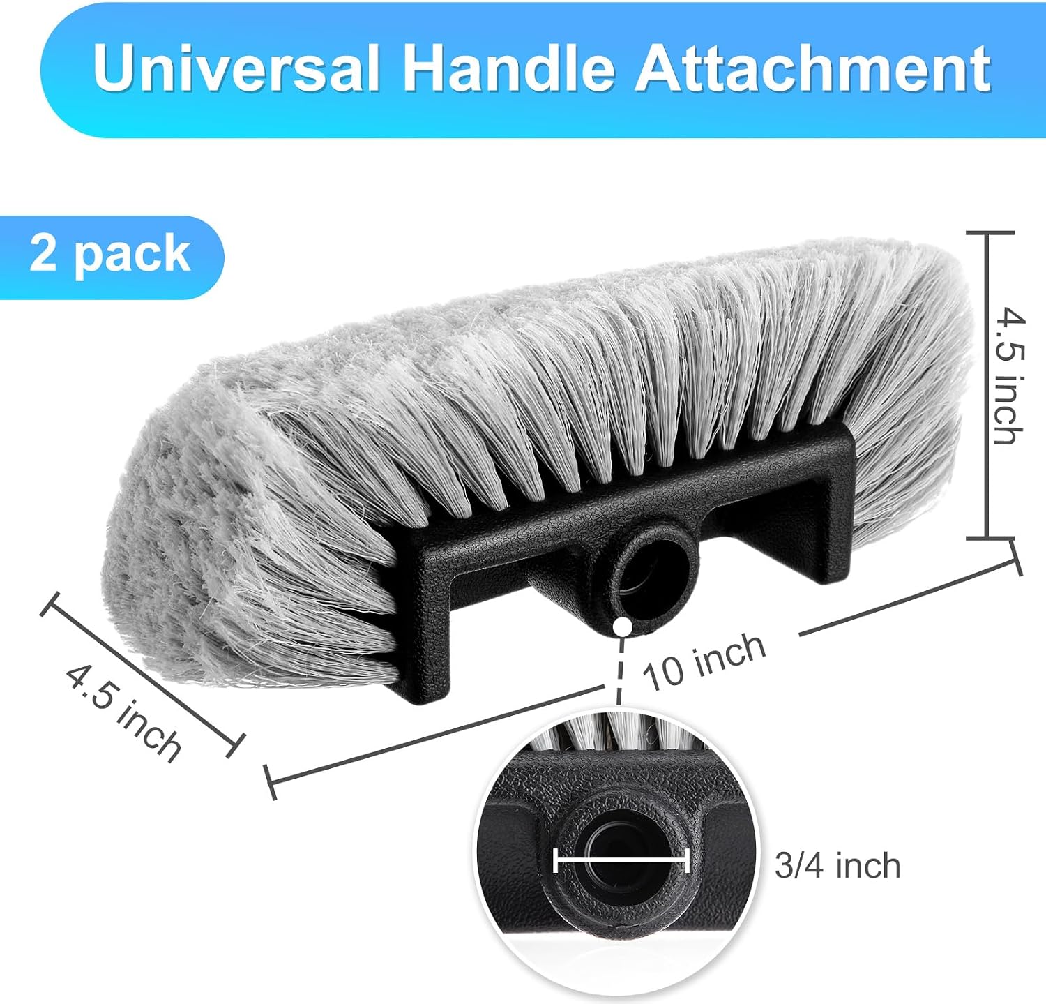 Tanlade 2 Pcs Car Wash Brush Head with Soft Detailing Bristle Flow Through Car Cleaning Brush Exterior Wash Equipment for Auto Truck RV Boat Camper(10 Inch,Gray)