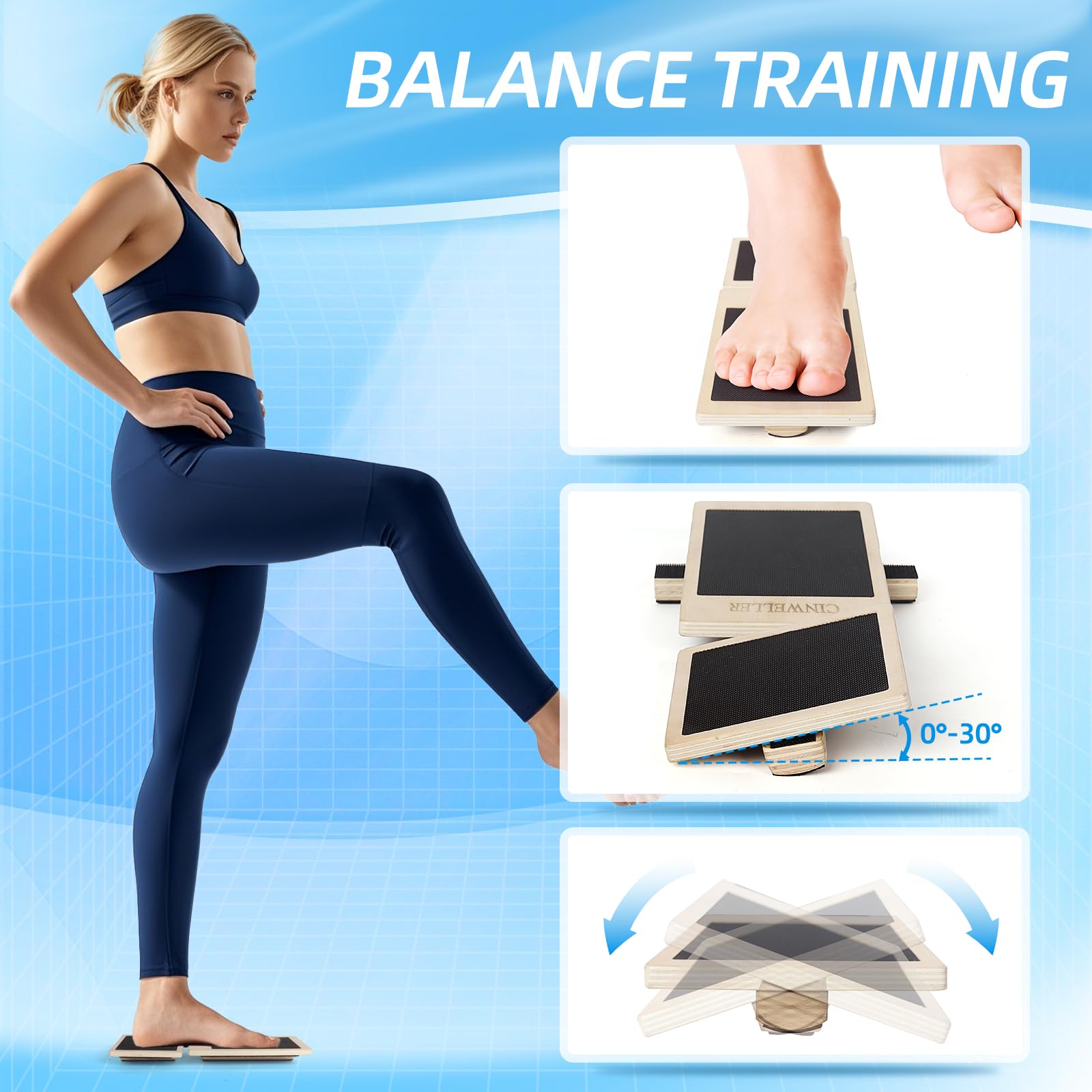 Tabla de equilibrio de tobillo, entrenador de estabilidad para rehabilitación, baloncesto, correr, yoga y recuperación de lesiones, equipo de gimnasio en casa (incluye guía de entrenamiento)