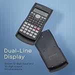 Merangue Scientific Calculator, 10-Digit Engineering and Financial Calculator with 2-Line Display, Easy-to-Use Calculator with Ergonomic Grip and Protective Case, Gray