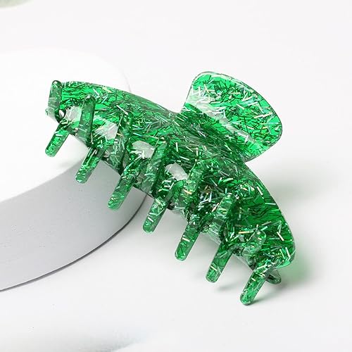 Miniatura 7 de 3 pinzas de Navidad para el cabello para mujeres y niñas, pinzas para el cabello de color verde y dorado, con diamantes de imitación, garras para el