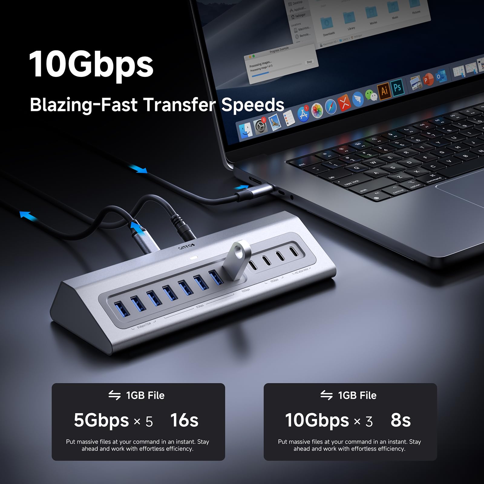 Gitfos C1 Hub USB C Alimentato, 15 in 1, 100W PD, 10Gbps