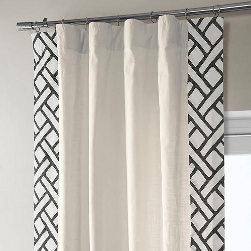 Miniatura 4 de HPD Half Price Drapes Cortinas de algodón sólido con bordes para dormitorio y sala de estar, 50 x 108, DTCC-SB220607-108 (1 panel) Garden Path Negro