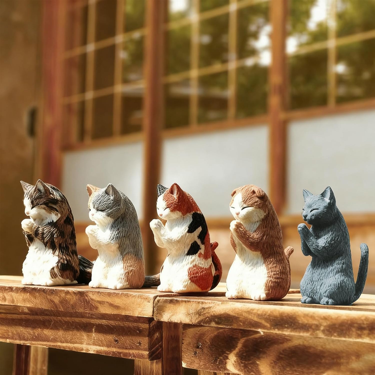 Cat Blind Box,Cat Prayer Series Blind Box(5 Pack), Mini Cat Figurines, Yell Japanese Random Design Collectible Toy, Cute Cats for Home Decor and Birthday Gifts, Full Set