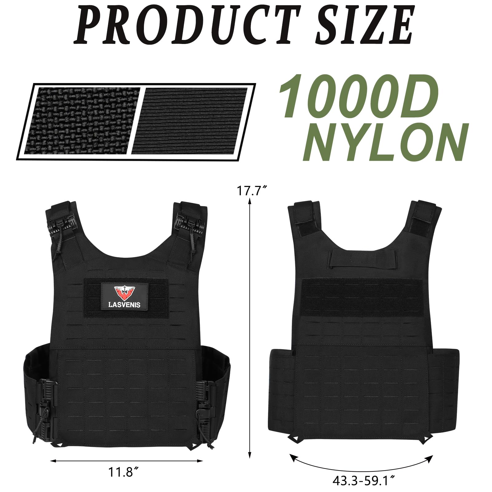 LASVENIS Tactical Vest for Men, Quick Release Lightweight Vests, Adjustable Breathable Weighted Vest