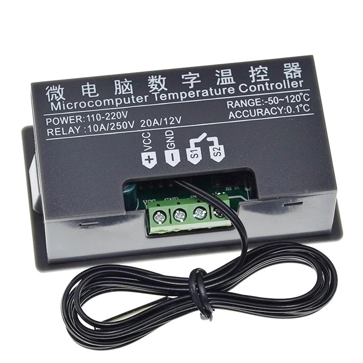 1Pcs Mini W3230 Probe Line Digital Temperature Control LED Display Thermostat with Heat/Cooling Control Instrument(DC24V)