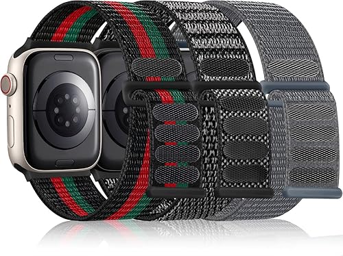 Miniatura 9 de Lenrao Paquete de 3 correas deportivas de nailon compatibles con Apple Watch de 1.732 in 1.772 in 1.654 in 1.929 in 1.496 in 1.575 in 1.614 in,