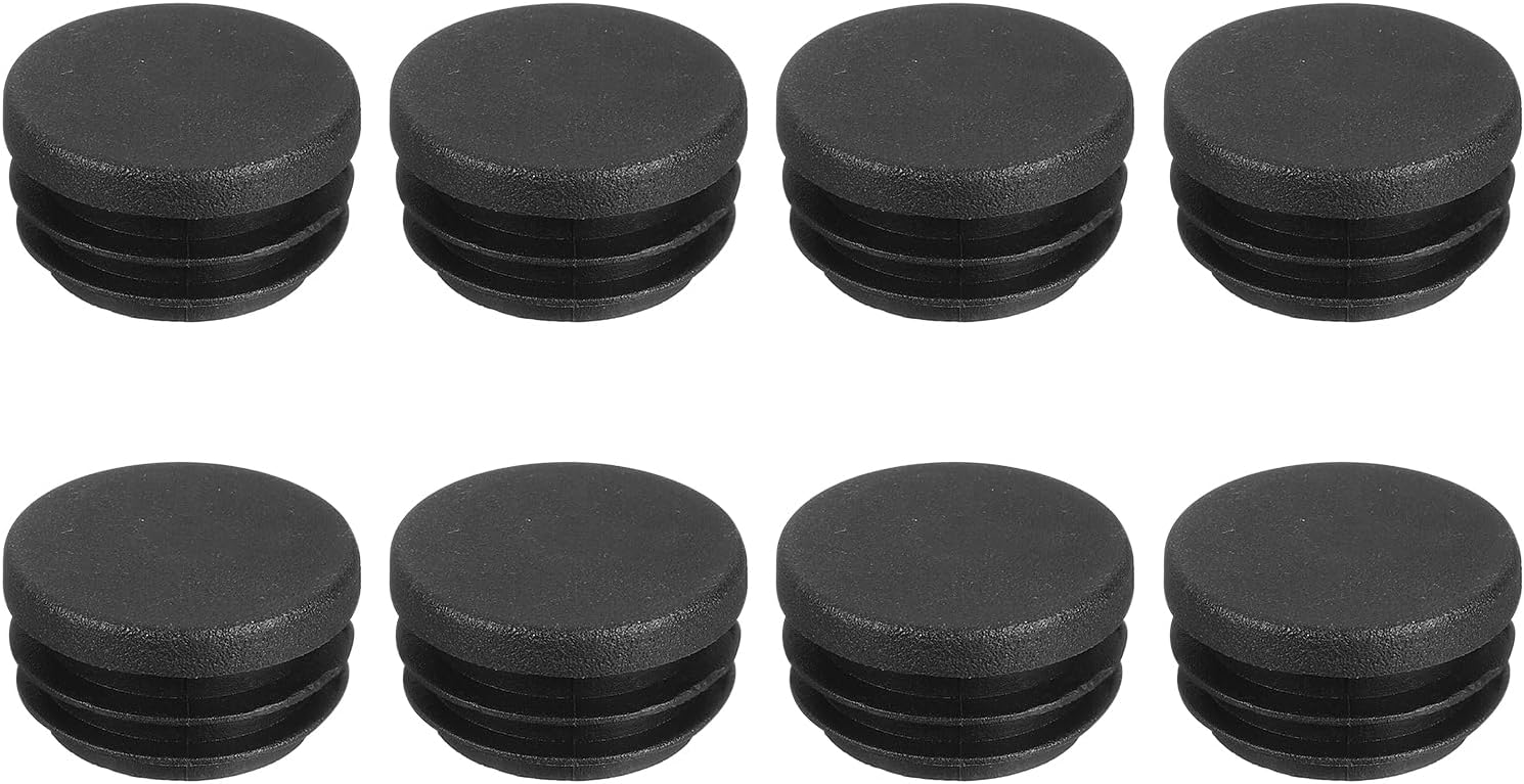 uxcell 8Pcs Round Plastic Hole Plug, 1.18" Dia Rubber End Caps Pipe Tube Inserts End Blanking for Chair Legs Metal Pipe Post Furniture, Black