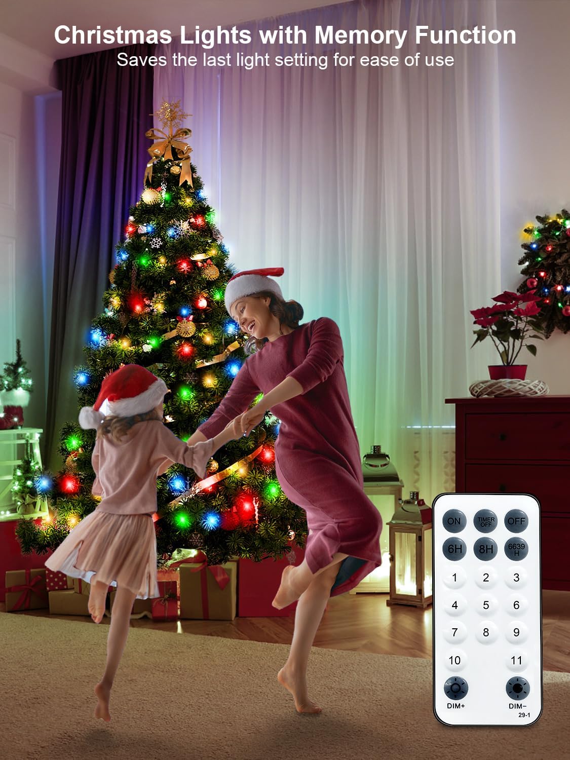 300 LED Color Changing Christmas String Lights, 100FT Warm White Multicolor Outdoor Fairy Lights with Remote, Timer, Memory, 8 Modes, Waterproof Christmas Tree Lights for Bedroom Classroom Patio Party