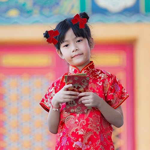 Miniatura 4 de Whaline 6 pinzas para el cabello de terciopelo rojo para el día de San Valentín pasadores de pelo con lazo rojo pasadores de moño de cocodrilo