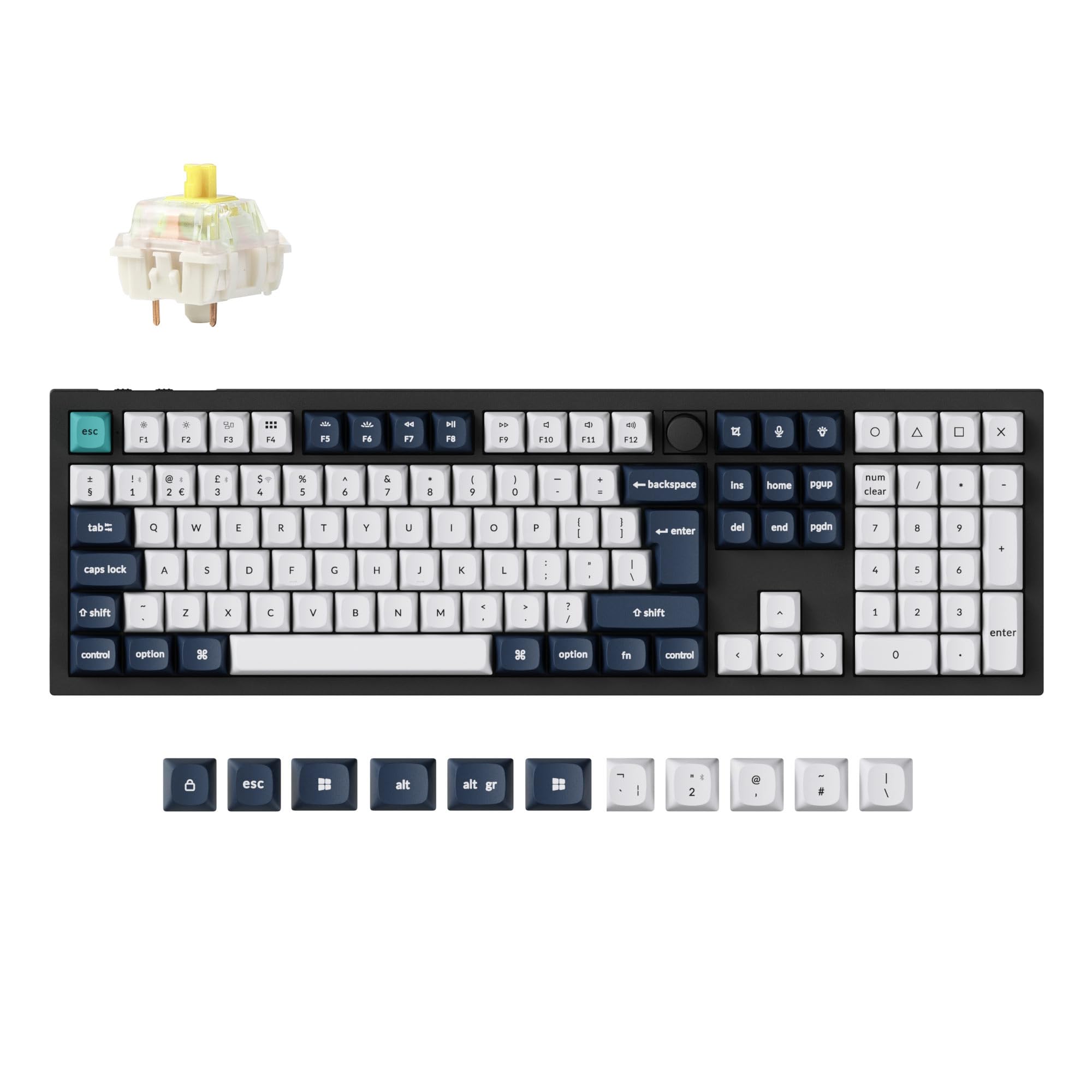 Keychron Q6 Max Full Size Bluetooth Wireless /2.4 GHz/Wired Custom Mechanical Keyboard, Full Metal Programmable Knob RGB Hot-Swappable Gateron Jupiter Banana Switch for Mac Win Linux - UK Layout