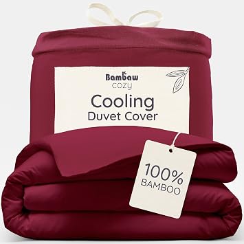 Bambaw King Size Duvet Cover Bamboo, 240x220 cm, Cooling Bed Sheets, Sustainable Bedding Bamboo, Soft, Breathable & Cool Sheets for Summer, Hypoallergenic King Size Bedding 240x220 cm Burgundy
