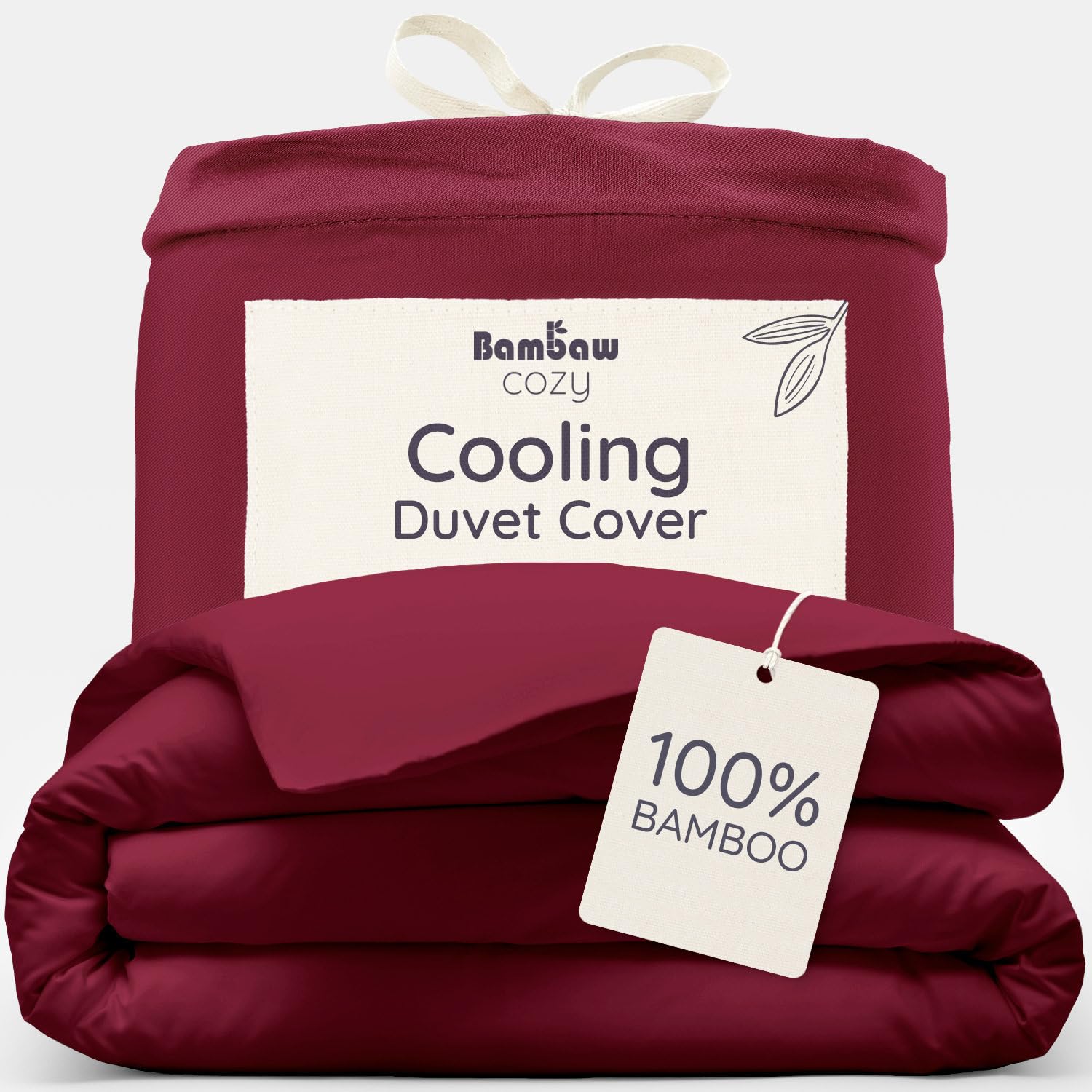 Bambaw Burgundy Bamboo Duvet Cover Single, 135X200 Cm, Anti Allergy Bedding, 100% Bamboo Bed Sheets, Soft, Breathable & Cool Sheets For Summer, Antibacterial Single Bed Duvet Cover 135X200 Cm (Burgundy)