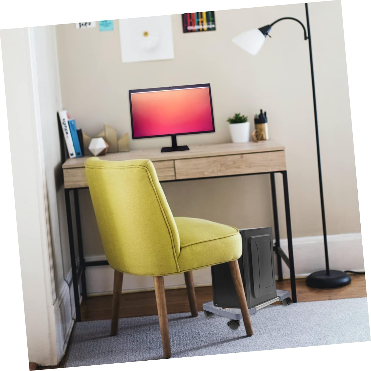 Computer Tower Stand Rolling Casters Pc Holder for Home Office Use Height CPU Cart for Improved Heat Dissipation