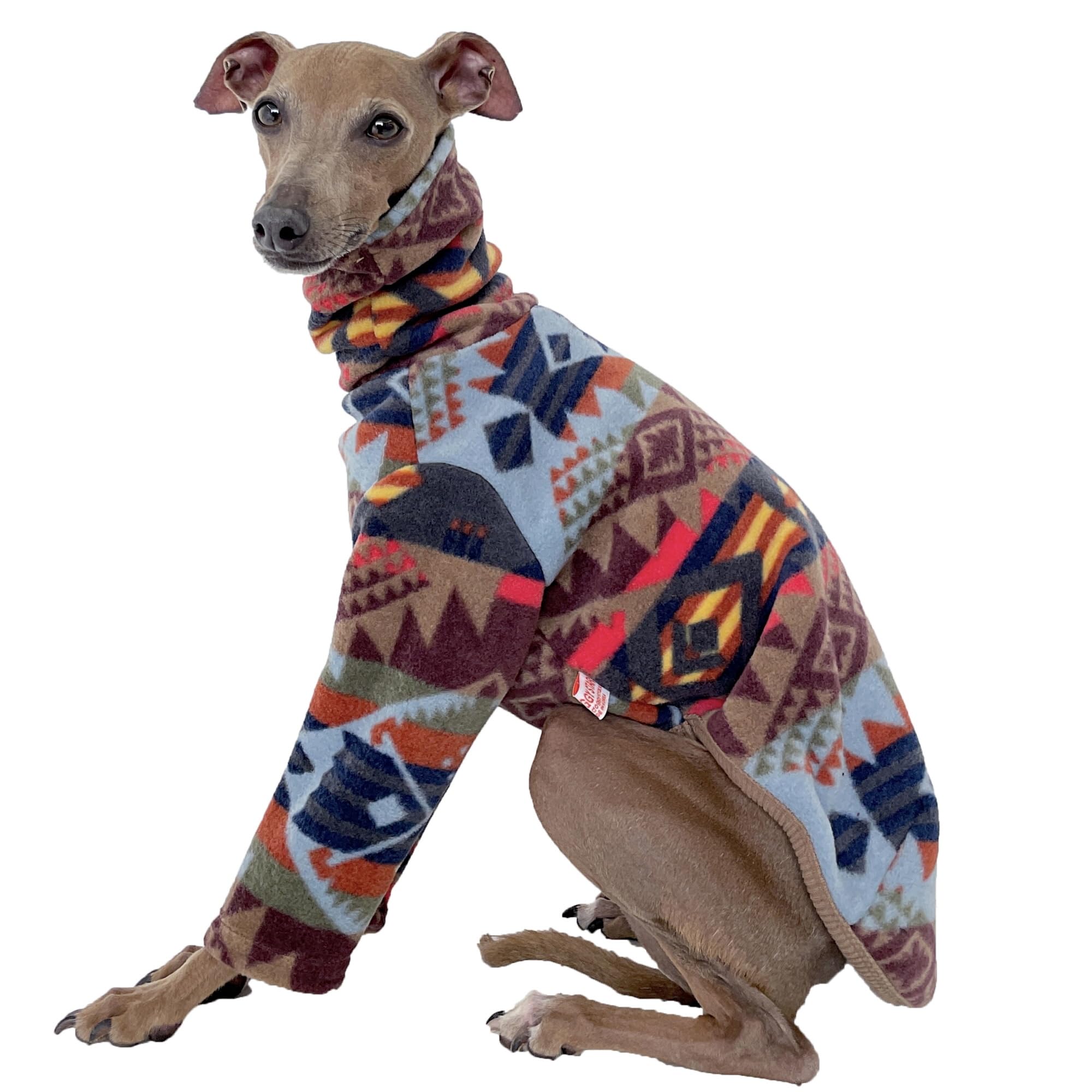 D Doggy Star Italian Greyhound Clothes Polar Fleece Sweater T Shirts Whippet for Dogs (M,Polar Geometry)