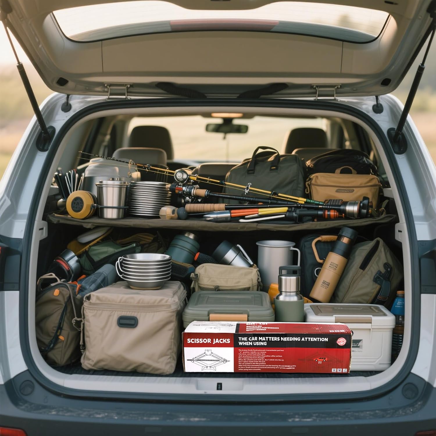 Fasmov Heavy Duty 1.5T Scissor Jack, 3.6"-13.8" Lifting Range Steel Car Jack, Portable Emergency Tire Change Kit for SUV, Van, Wagon, Vehicle, 3307lbs Capacity