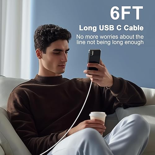 Miniatura 8 de Cable USB C a USB C de 6 pies 100 W, cable de carga rápida tipo C para iPhone 17 16 Pro Max 16E 15/iPad Pro 10 11th Air MacBook, para Samsung S25