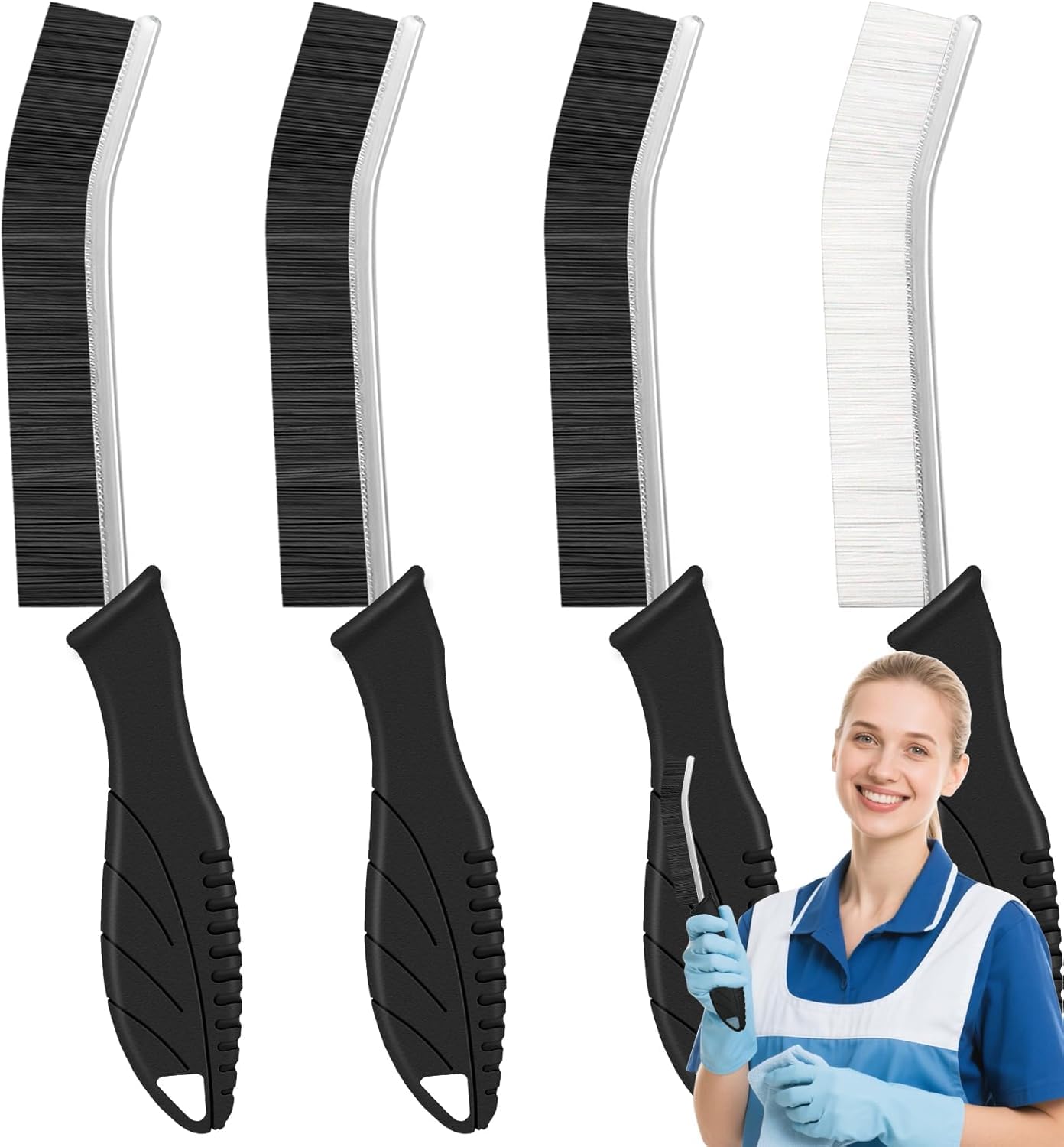 ZPCCOT Crevice Cleaning Brush – Heavy Duty Grout Scrub Brush with Long Handle, Hard Bristle Tile Cleaner for Bathroom, Kitchen, Shower, Sink & Household Use – Home Cleaning Essentials (2PCS)