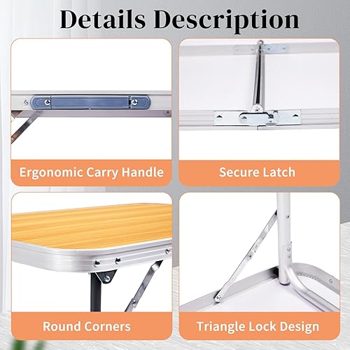 Vista 36 de Outvita Mesa de camping plegable portátil de 2.3 pies, mesa de picnic impermeable al aire libre, maleta ligera de aluminio, mesa plegable