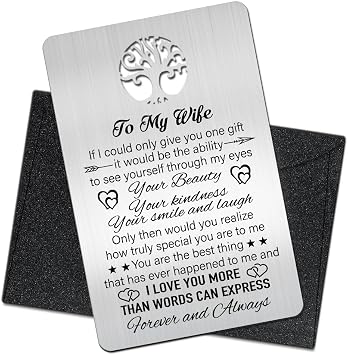 To My Wife I Love You More Than Words Can Express Wallet Card, Engraved Wallet Insert Card Love Note from Husband for Wife, Wedding Birthday Anniversary Christmas Gifts, Love Gifts for Wifes